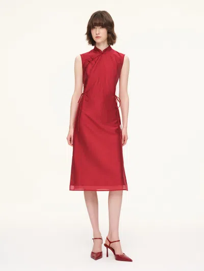 Goelia Tencel Blend Sleeveless Women Qipao Midi Dress In Multi