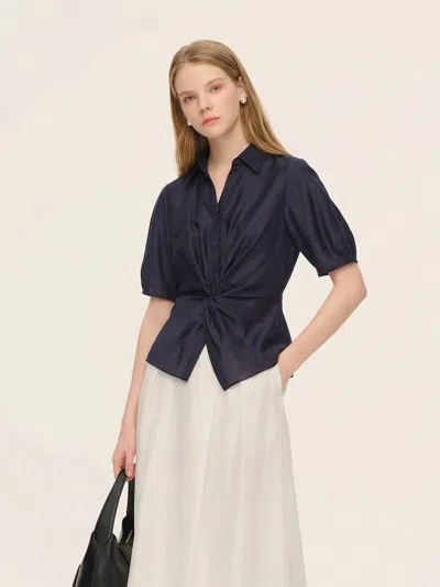 Goelia Tencel Blend Twist Front Women Blouse In Multi