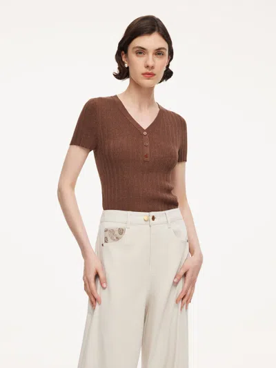 Goelia Tencel Blend V-neck Women Glittering Knit Top In Multi