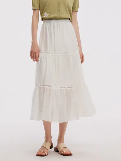 Goelia Tencel Blend Women A-line Skirt In White