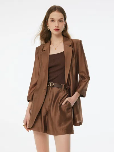 Goelia Tencel Blend Women Blazer In Brown
