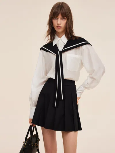 Goelia Tencel Blend Women Long Sleeve Shirt In White