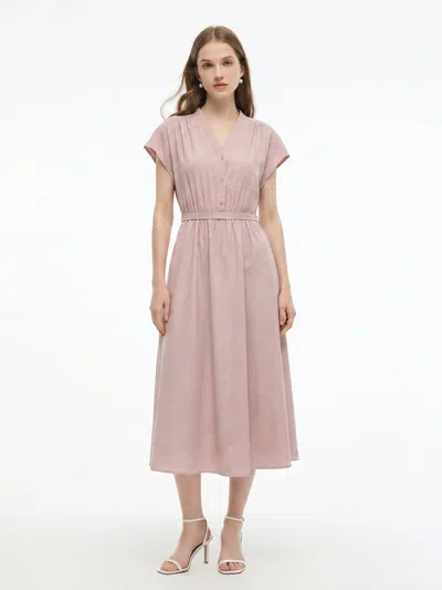 Goelia Tencel Linen Blend Cap Sleeve Women Maxi Dress In Smoky Pink
