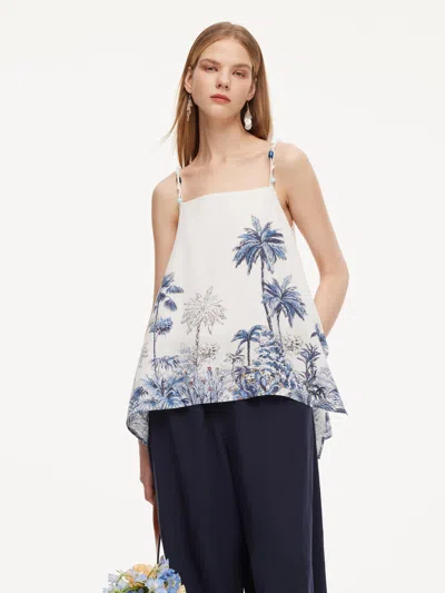Goelia Tencel Linen Blend Floral Printed Women Camisole In Multi