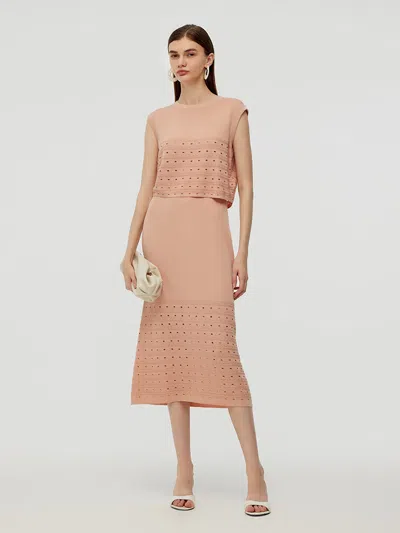 Goelia Tencel Tank Top And Midi Skirt Two-piece Set In Pink