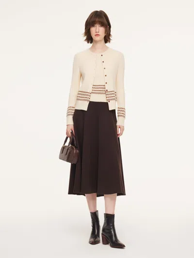 Goelia Tencel Wool Blend Cardigan And Tank Top And Skirt Three-piece Set In Neutral