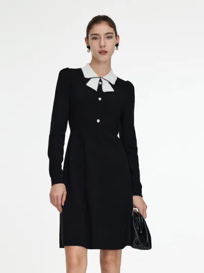Goelia Tencel Wool Blend Color Block Collar Women Knit Mini Dress In Animal Print
