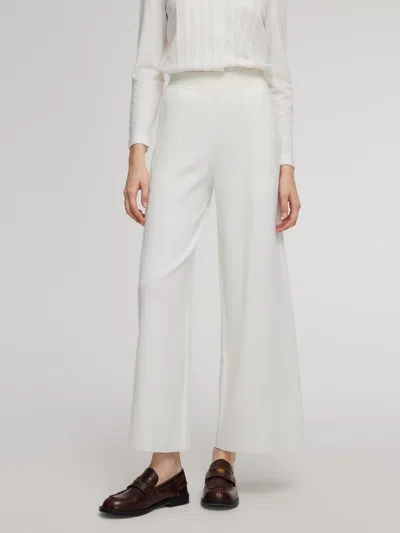 Goelia Tencel Wool Blend Straight Wide Leg Women Pants In White
