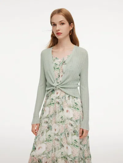 Goelia Tencel Wool Blend V-neck Women Cardigan In Green