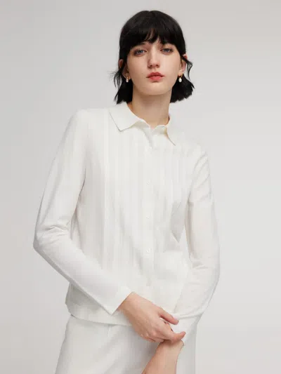 Goelia Tencel Wool Blend Women Shirt Cardigan In White
