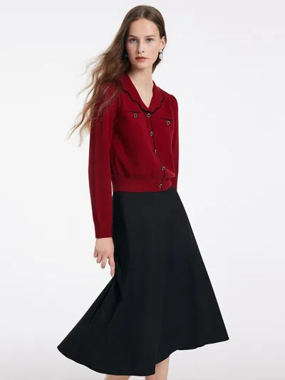 Goelia Tencel Wool V-neck Sweater And Half Skirt Two-piece Set In Red