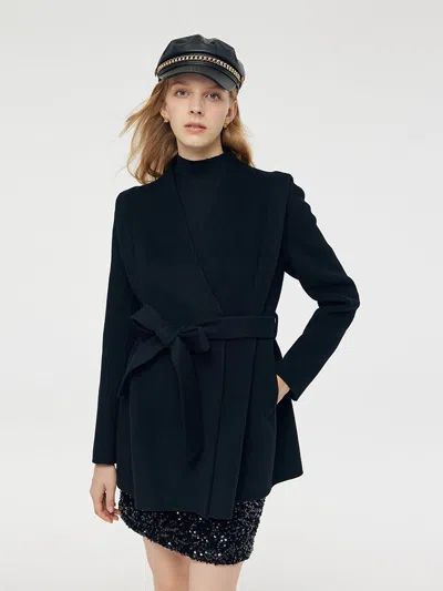 Goelia Tencel Wool Women Mid-length Wrap Coat In Multi