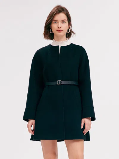 Goelia Tencel Woolen Wrapped Women Coat In Green