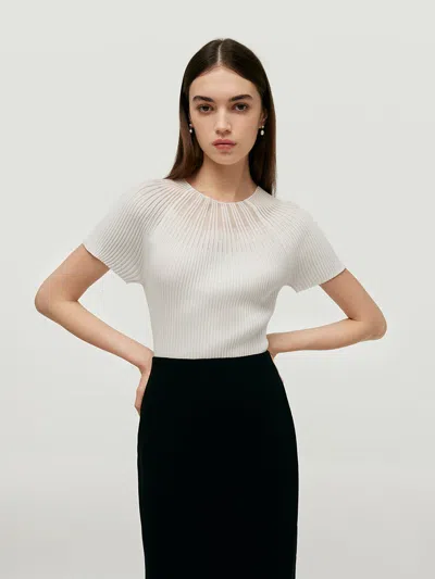 Goelia Tencel-acetate Blend Women Knit Top In White