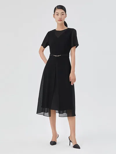 Goelia Triacetate And Silk Mesh Women Midi Dress In Black