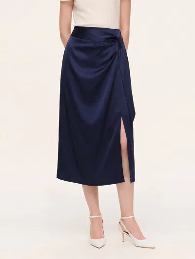 Goelia Triacetate Blend Asymmetric Ruched Women Skirt In Blue