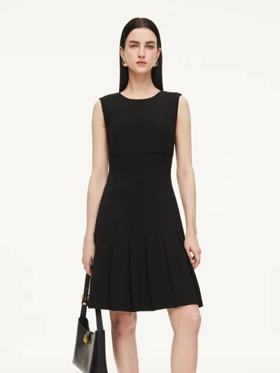 Goelia Triacetate Blend Gathered Waist Women Sleeveless Mini Dress In Black