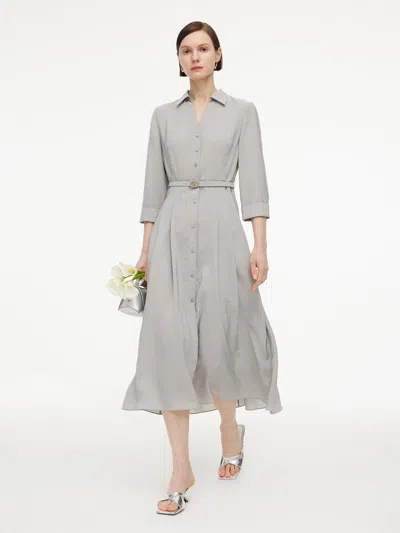 Goelia Triacetate Blend Women Belted Maxi Shirt Dress In Gray