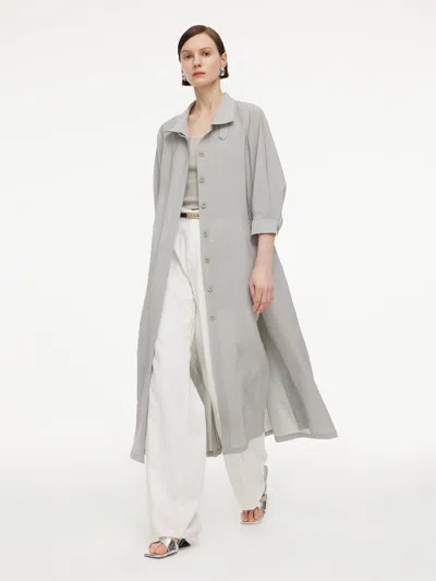 Goelia Triacetate Blend Women Belted Trench Coat In Silver Grey