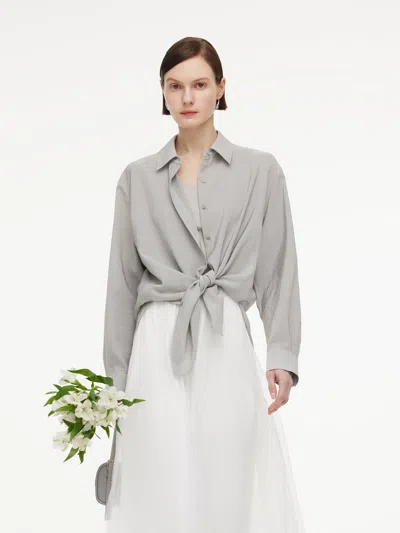 Goelia Triacetate Blend Women Oversized Shirt In Gray