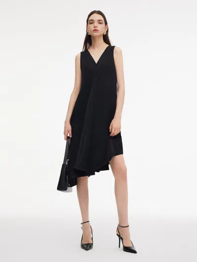 Goelia Triacetate Blend Women Sleeveless Reversible Midi Dress In Black