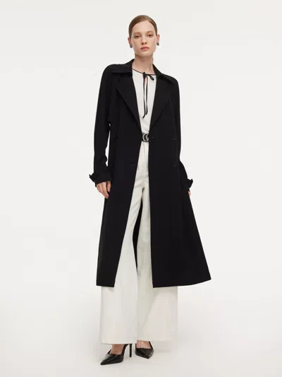 Goelia Triacetate Blend Women Wrap Trench Coat In Black