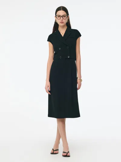 Goelia Triacetate Faux Two-piece Cap Sleeve Women Blazer Midi Dress In Black