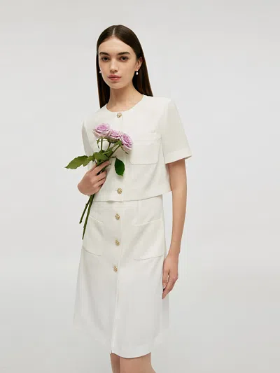 Goelia Triacetate Faux-layered Single-breasted Women Mini Dress In White