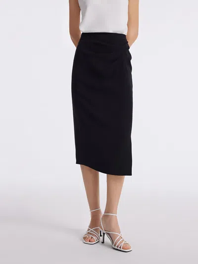 Goelia Triacetate Slit Ruched Women Half Skirt In Black