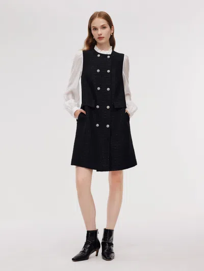 Goelia Tweed Faux Two-piece Women Mini Dress In Black
