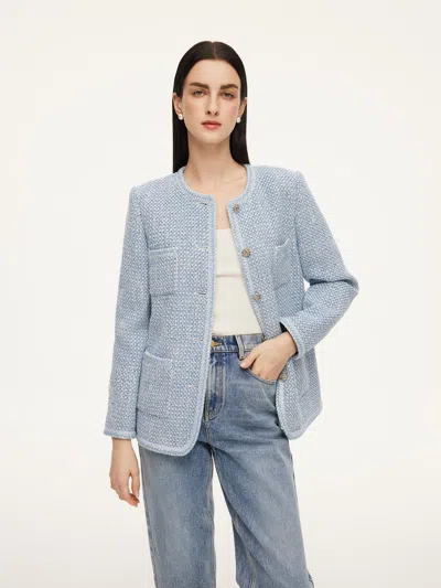 Goelia Tweed Single-breasted Braided Trim Women Jacket In Animal Print