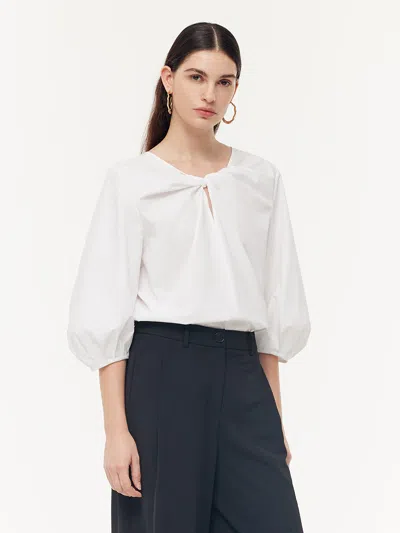 Goelia Twist 3/4 Sleeves Reversible Women Blouse In White