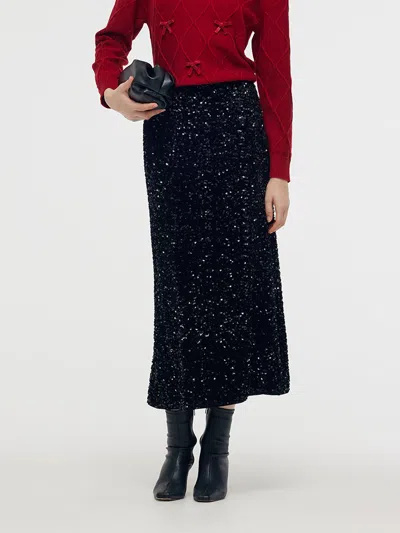 Goelia Velvet Sequins Women Mermaid Skirt In Multi