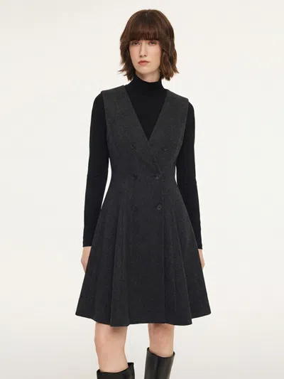 Goelia Vest Dress And Mock Neck Knit Top Two-piece Set In Gray