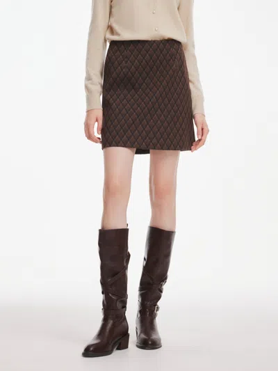 Goelia Vintage Plaid A-line Women Mini Skirt In Brown