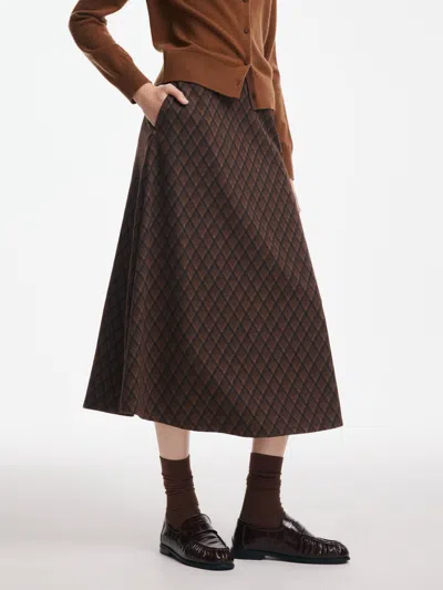 Goelia Vintage Plaid A-line Women Skirt In Brown