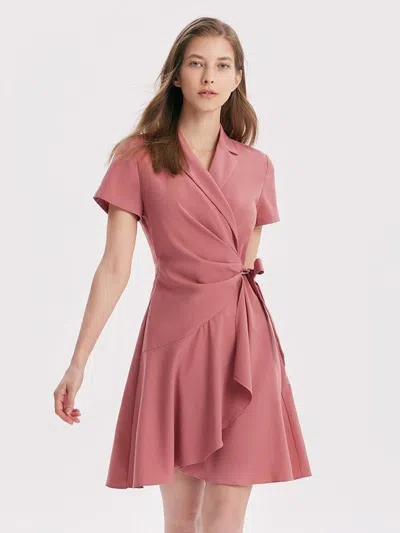 Goelia V-neck Notched Lapel Lace-up Mini Dress In Pink
