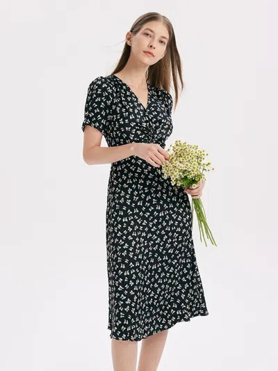 Goelia V-neck Twisted Midi Dress In Multi