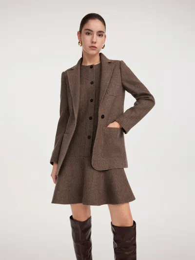Goelia Washable Wool Blazer And Sleeveless Mini Dress Two-piece Set In Brown