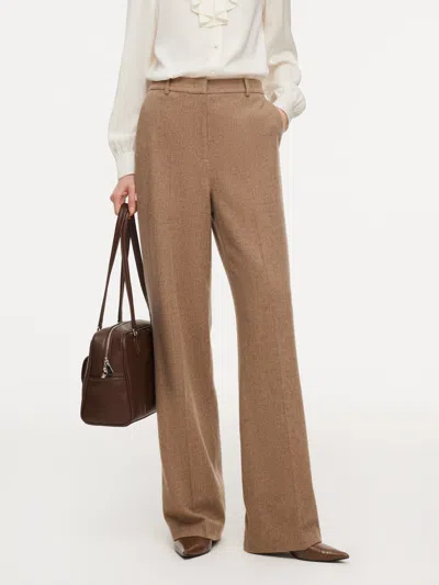 Goelia Washable Wool Cashmere Blend Straight Leg Women Pants In Brown