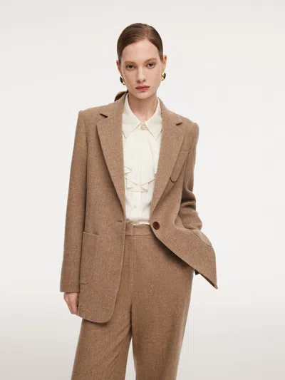 Goelia Washable Wool Cashmere Blend Women Blazer In Brown