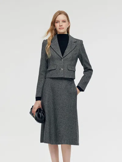 Goelia Washable Wool Crop Jacket And Half Skirt Two-piece Set In Gray