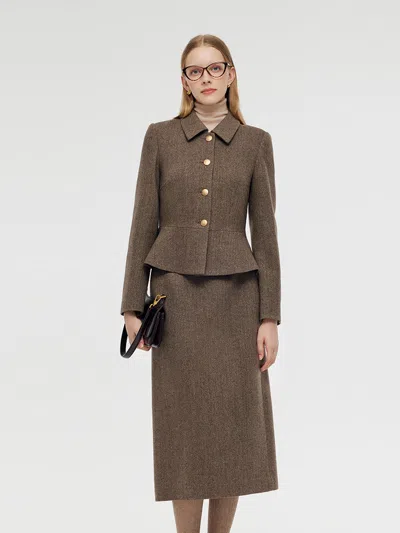 Goelia Washable Wool Jacket And Skirt Two-piece Set In Brown