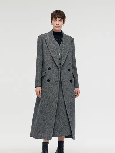 Goelia Washable Wool Lapel Unisex Overcoat In Gray