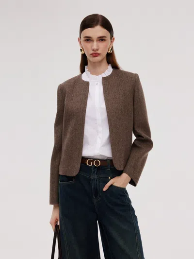 Goelia Washable Wool Round Neck Straight Fit Women Jacket In Multi