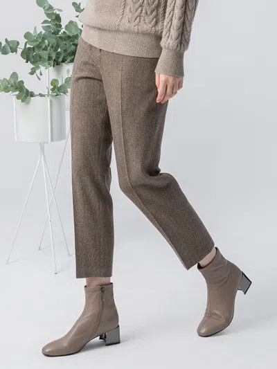Goelia Washable Wool Tapered Mid-calf Pants In Brown