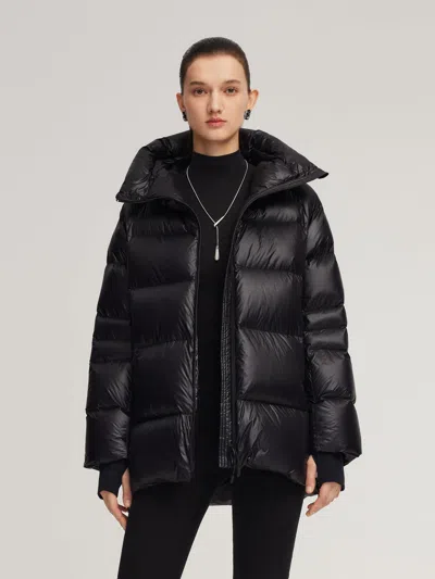 Goelia Waterproof And Windproof Unisex Hooded Goose Down Jacket In Black