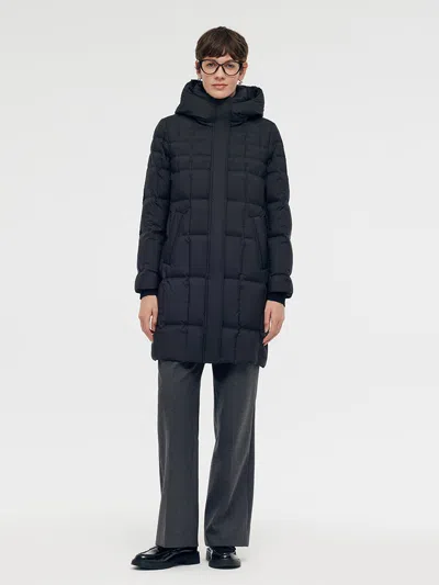 Goelia Water-repellent And Windproof Hooded Goose Down Coat In Blue