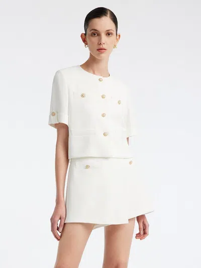Goelia White Acetate Blazer And Shorts Two-piece Suit