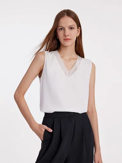 Goelia White Acetate V-neck Tank Top
